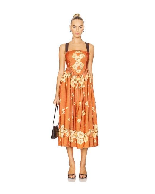 Free People Orange Midi-Kleid Until Dawn