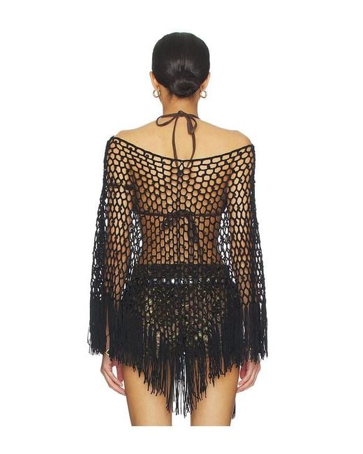 MORE TO COME Black Loren Knit Poncho