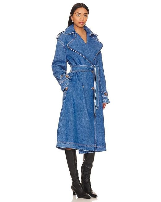 Bardot Blue Oversized Denim Trench Coat