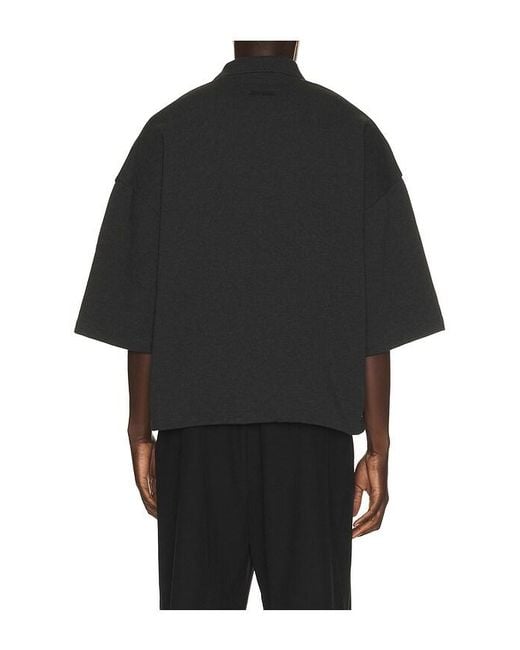 Fear Of God Black Panelled Crop Polo for men