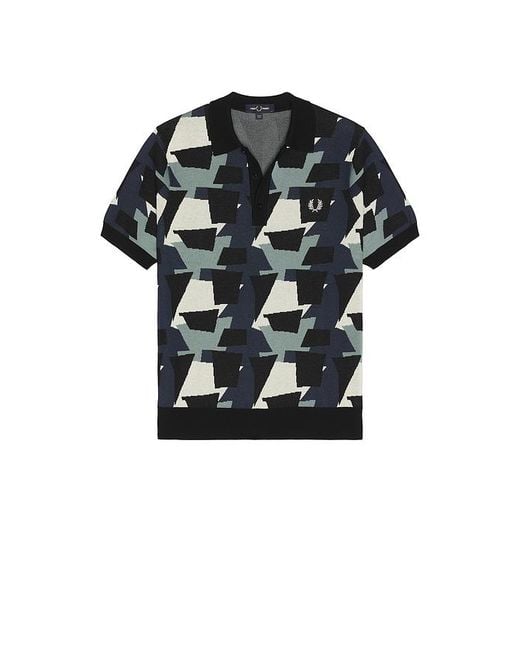 Fred Perry Black Fragment Jacquard Knit Polo Shirt for men