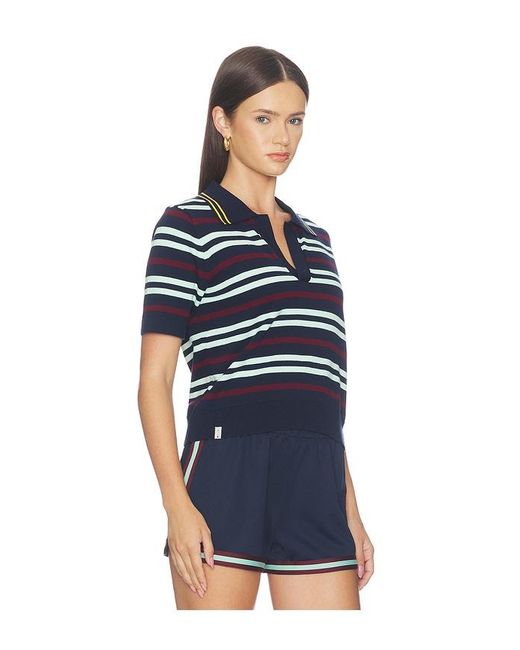 The Upside Blue Archie Collared Knit Polo Top