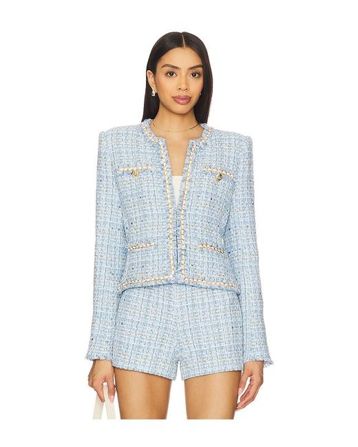 Generation Love Blue Betsy Buttoned Tweed Blazer