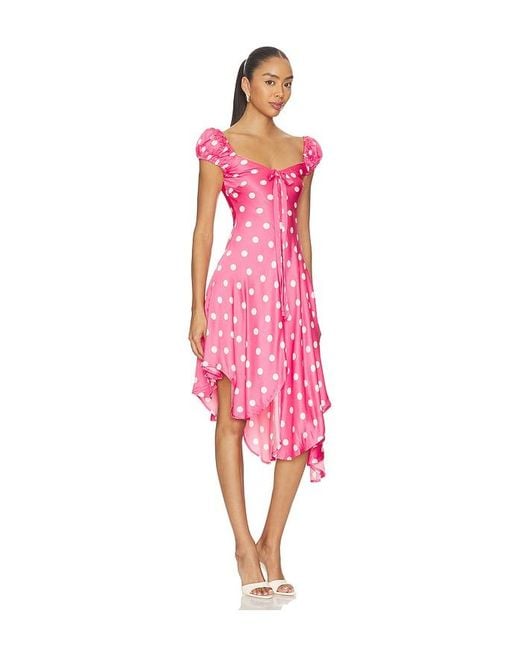 For Love & Lemons Pink Lilian Midi Dress