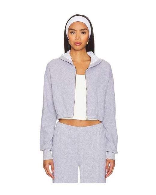Lamade White Cropped Cotton-Blend Zip-Up Hoodie