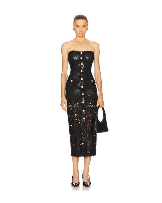 Generation Love Black Misha Faux Leather Guipure Midi Dress