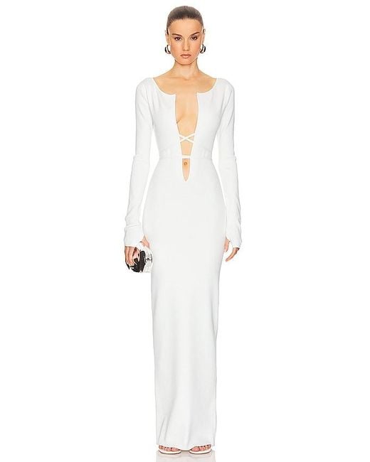 Helsa White Niall Deep V Neck Dress