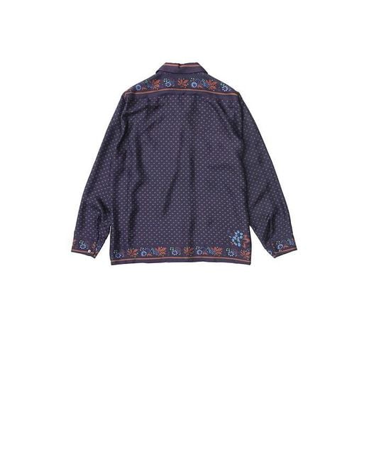 メンズ vowels Scarf シルクシャツ Blue