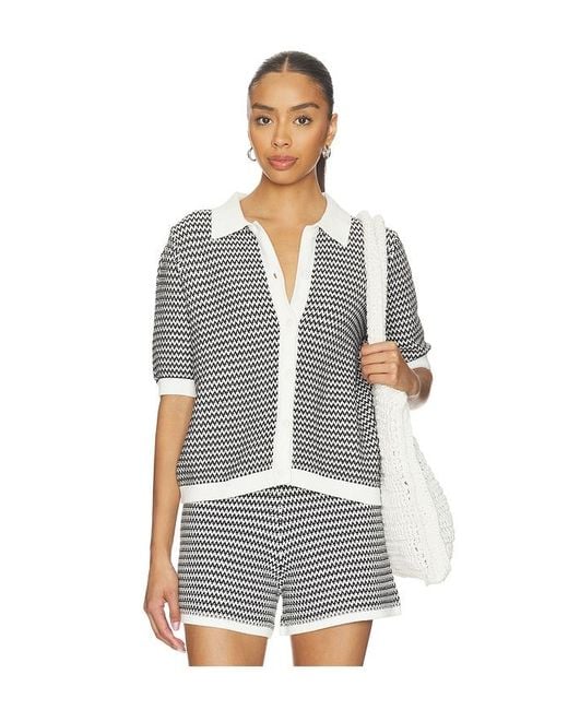 Varley White Gaelle Polo Knit Top