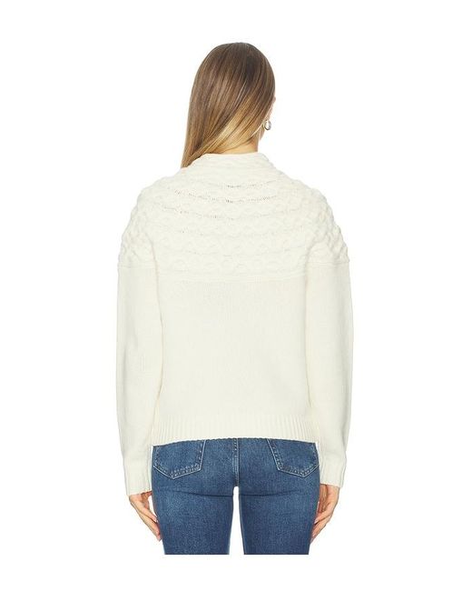 Theory White Cable Yoke Pullover