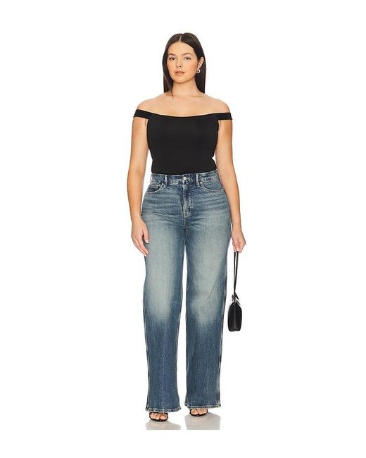 GOOD AMERICAN Blue Good Skate Wide Jeans