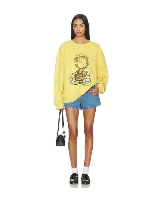 Vintage Heavy Yellow X Peanuts Pig Pen Friends Crewneck Sweater for men