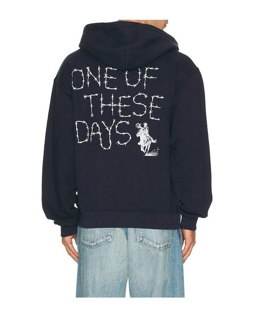 One Of These Days Blue Barbed Zip Up Hoodie for men