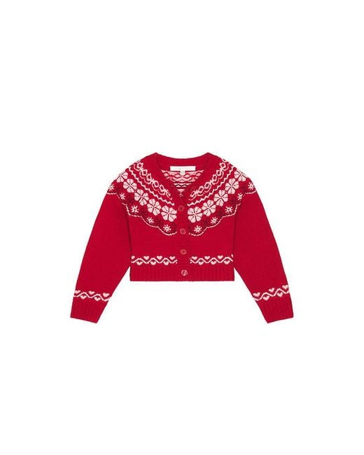 LoveShackFancy Red Cardigan Wrenna