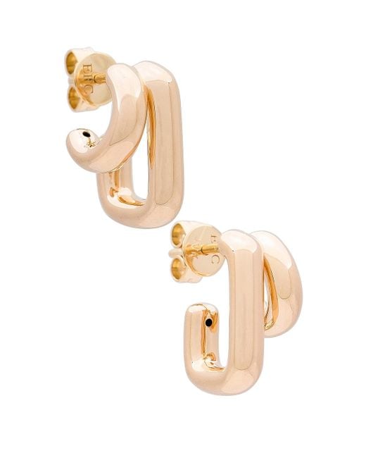 EF Collection Double Gold Jumbo Huggie Earrings White