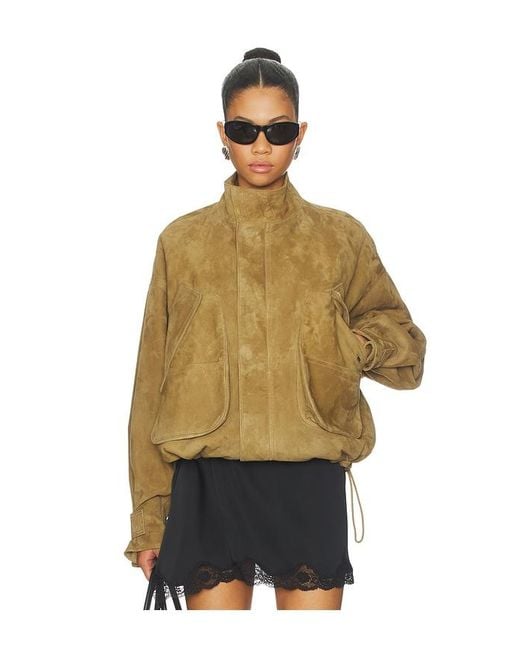 The Attico Natural Suede Bomber Jacket