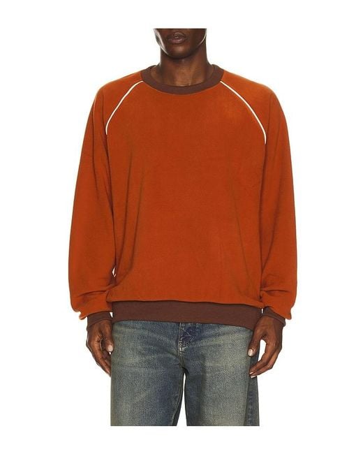 Rhythm Orange Pipe Polar Crewneck Pullover for men