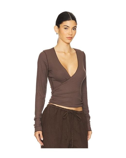 VIR VITA Brown Margot Wrap Top
