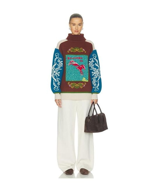 ALÉMAIS Blue Lasso Patchwork Knit Sweater