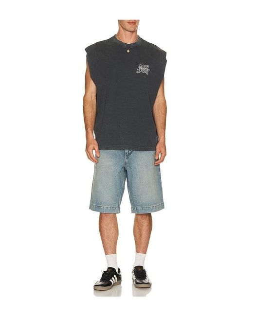 Palm Angels Black Palm Leaf Distressed Tank for men