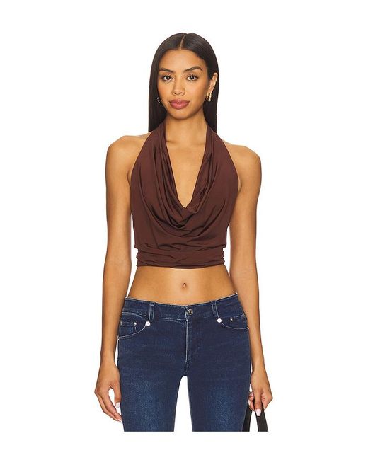 Alice + Olivia Ayanna Deep Halter Top Blue