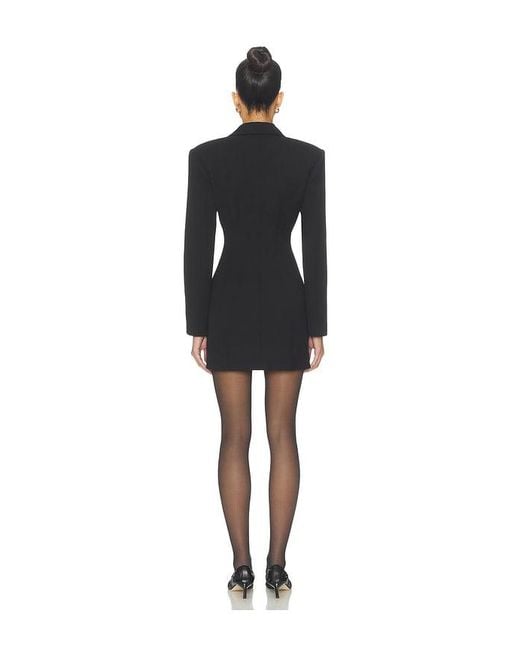 AEXAE Black Wool Contoured Collar Mini Dress
