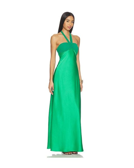 Runaway the Label Green Marilla Ruched Halter Maxi Dress
