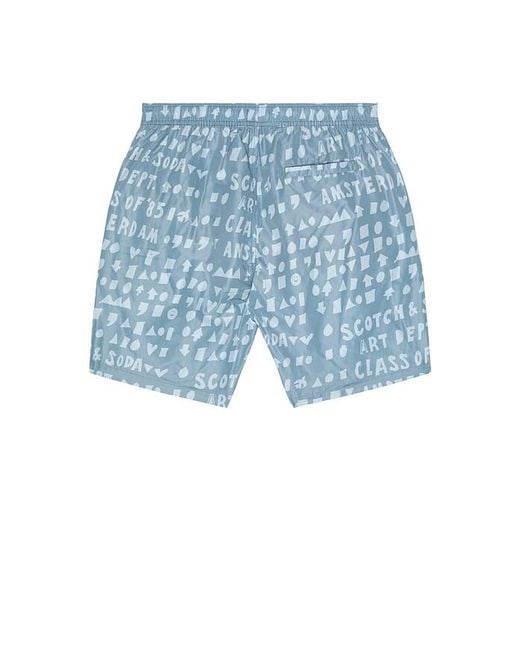 Scotch & Soda Blue Printed Swim Shorts for men