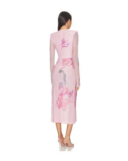 PATBO Pink Honey Flower Tulle Midi Dress