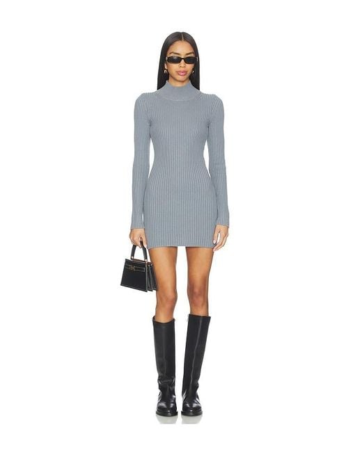 Lovers + Friends Blue Noha Mock Neck Mini Dress