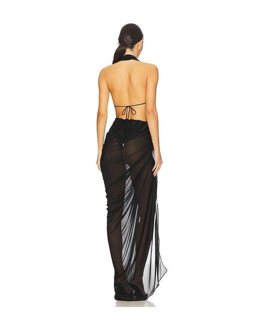 Atlein Black Open Draped Gown
