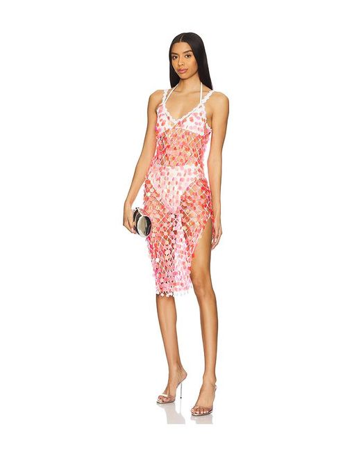 Vestido Midi Sequin Crochet En Color Rosado Talla En MILLY de color Multicolor