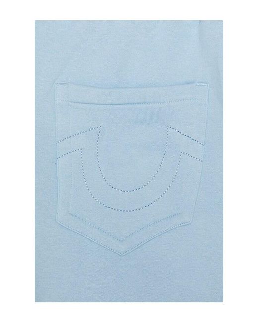 True Religion Blue Tiger Script Mikey Fleece Shorts for men