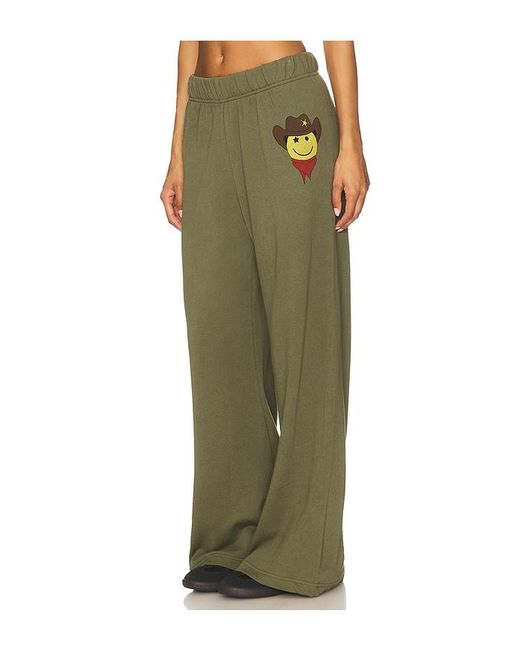 Lauren Moshi Green Cowboy Happyface Wide Leg Pant