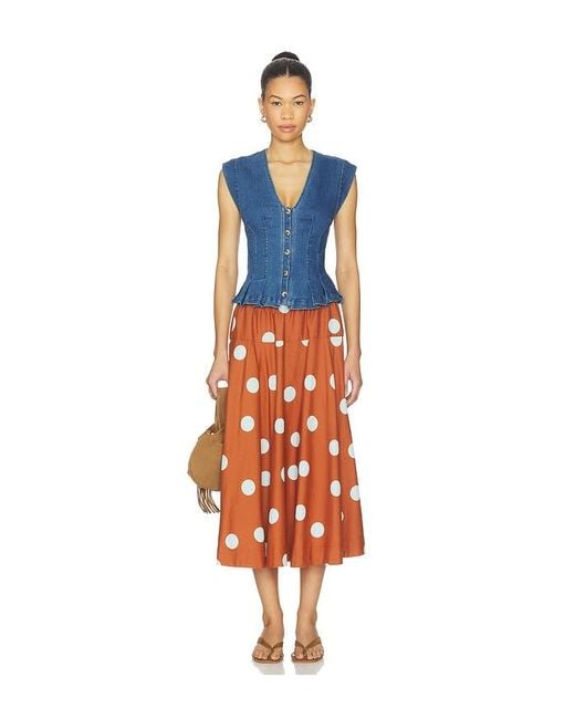 Free People Orange Betty Drop Waist Skirt