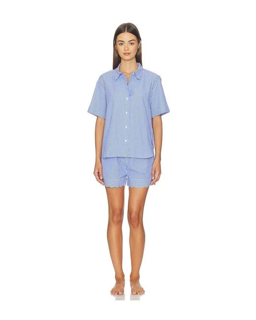 Polo Ralph Lauren Intimates Short Sleeve Scallop Short Set in Blue | Lyst