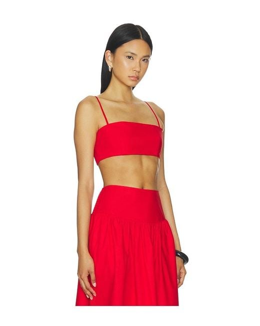 Susana Monaco Red Poplin Crop String Top