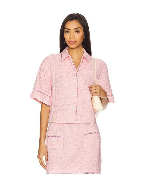 Jonathan Simkhai Pink Khloe Short Sleeve Button Down