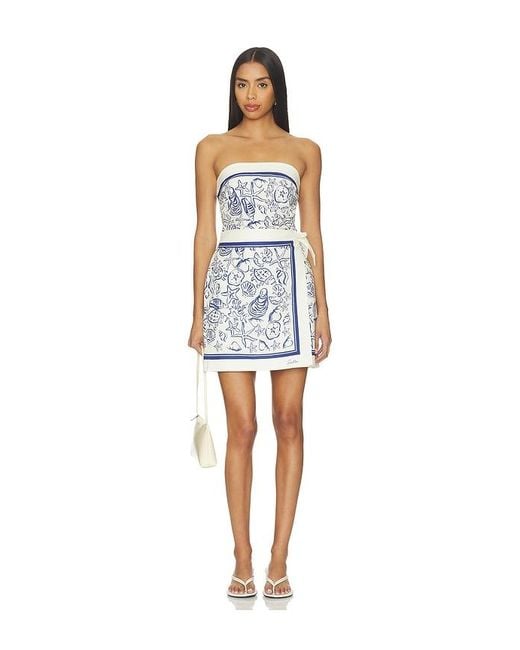 Jonathan Simkhai Blue Darbie Linen Bustier Mini Dress