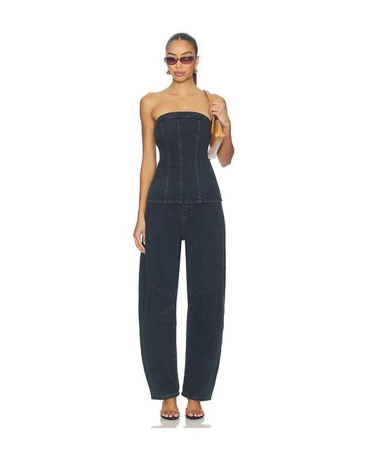 SNDY'S Blue Lex Denim Corset Top