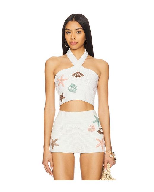 Top Ganchillo En Talla (También En M, S) MY BEACHY SIDE de color White