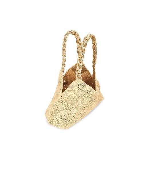 Flora Bella Natural Foggia Crochet Raffia And Leather Tote Bag
