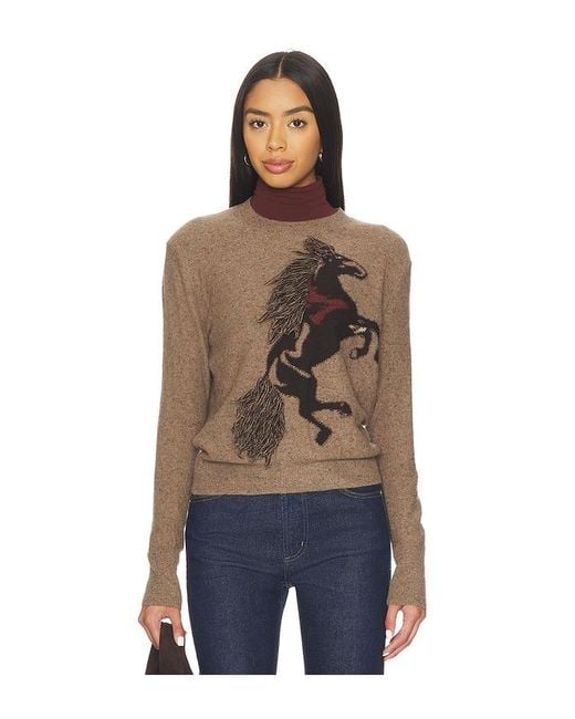 Autumn Cashmere Blue Sweater Mit Rundhalsausschnitt Intarsia