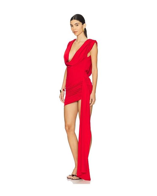 AWAVE Studio Red Boat Neck Mini Dress