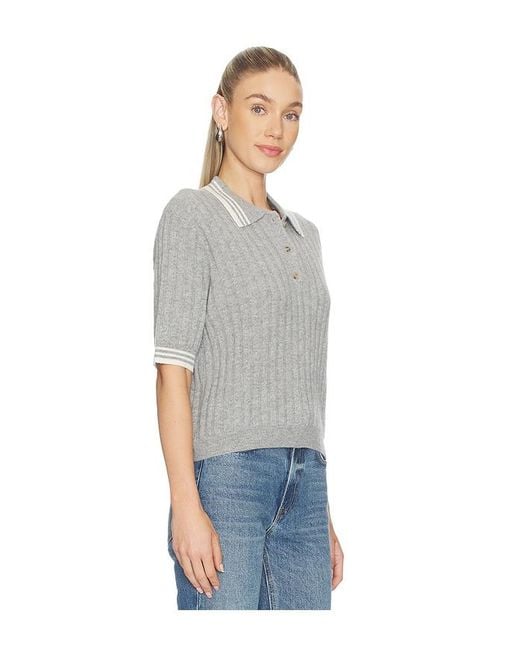 Soft Goat Blue Striped Pique Top