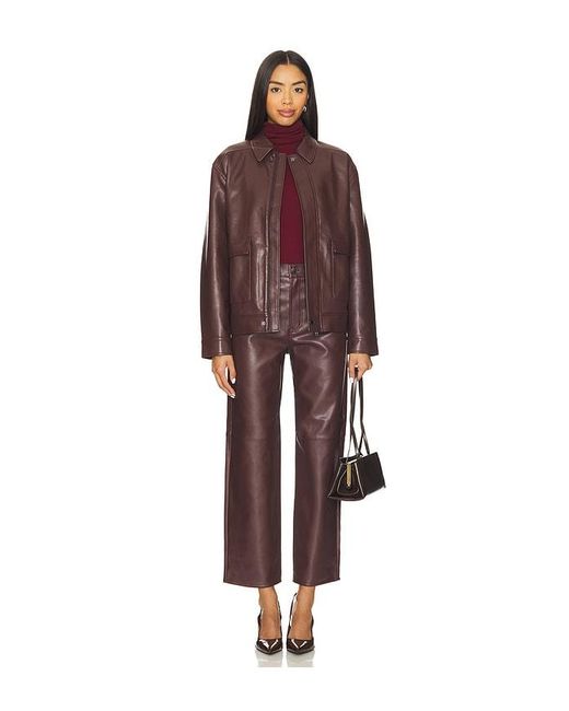 Pistola Brown Valerie Faux Leather Bomber Jacket