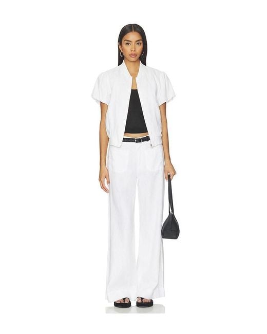 Sanctuary White Everly Linen Bomber Top