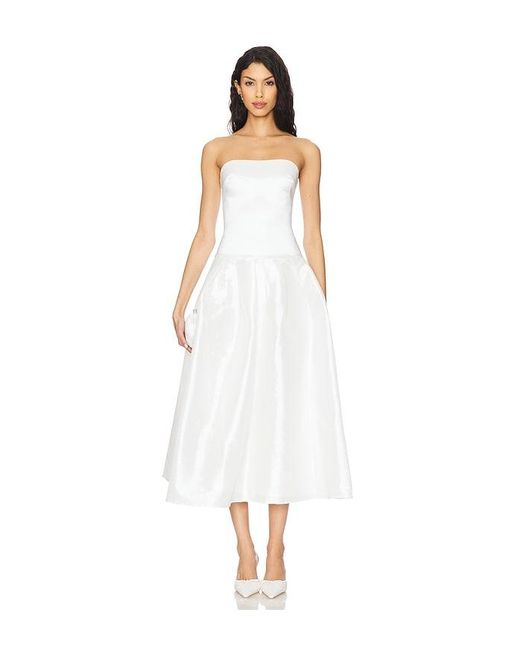 MORE TO COME White Cambria Strapless Dress