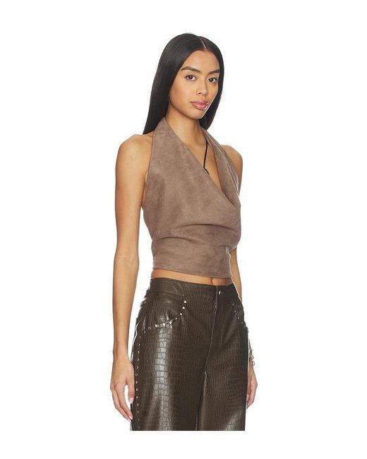 Lamarque Brown X Revolve Ruth Faux Suede Halter Top