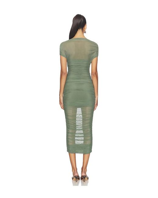 SER.O.YA Green Noel Off Shoulder Mesh Midi Dress